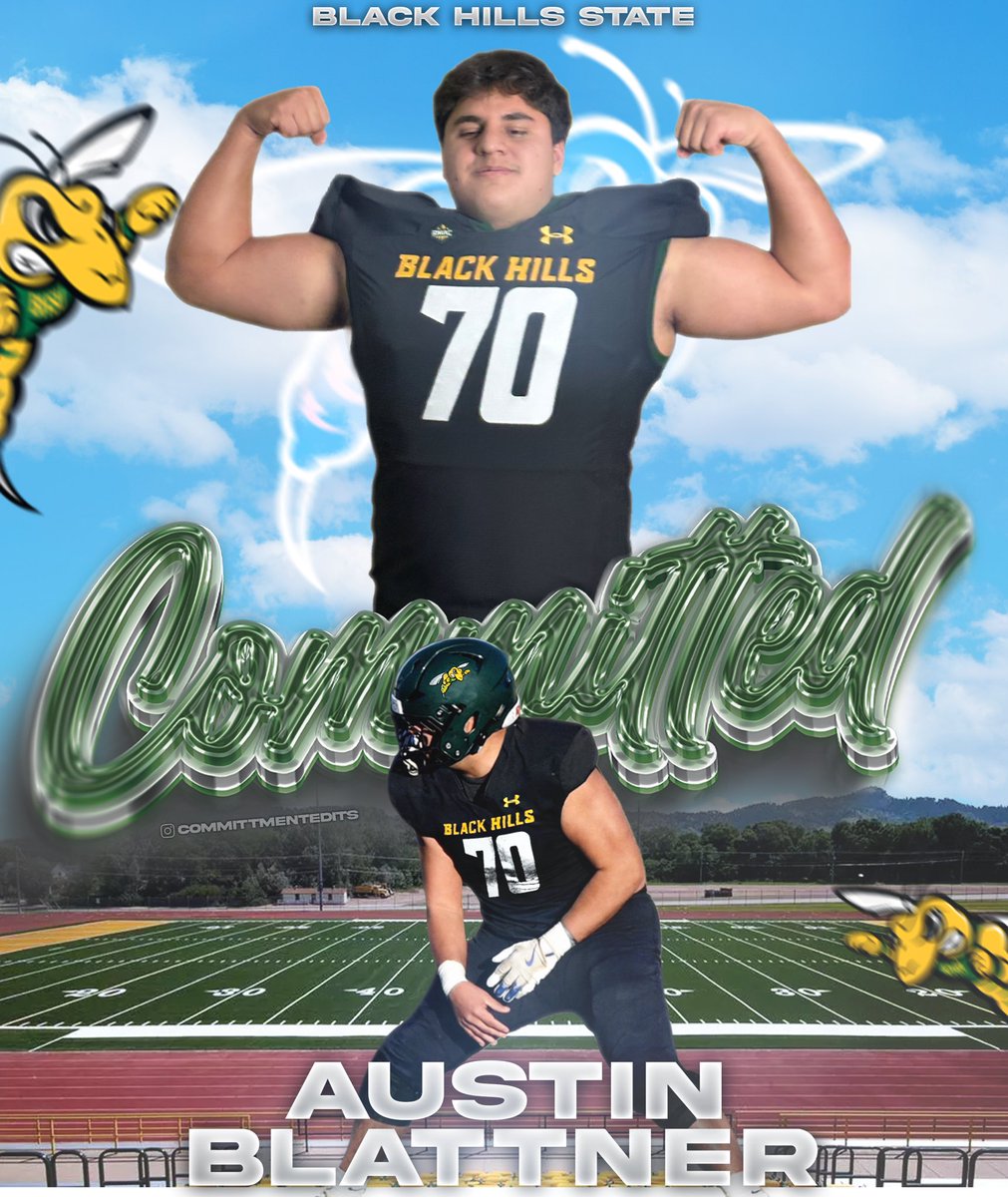 blattner_austin's tweet photo. #AGTG I am beyond grateful to announce  my commitment continue my athletic and academic career @BlackHillsState. 
Thank you to everyone that has helped me get here. Thank you mom and dad for spending so much of your time on me. @RValleyMustangs @FootballRalston @CoachSturdivan1 https://t.co/LcnFMJDsBt
