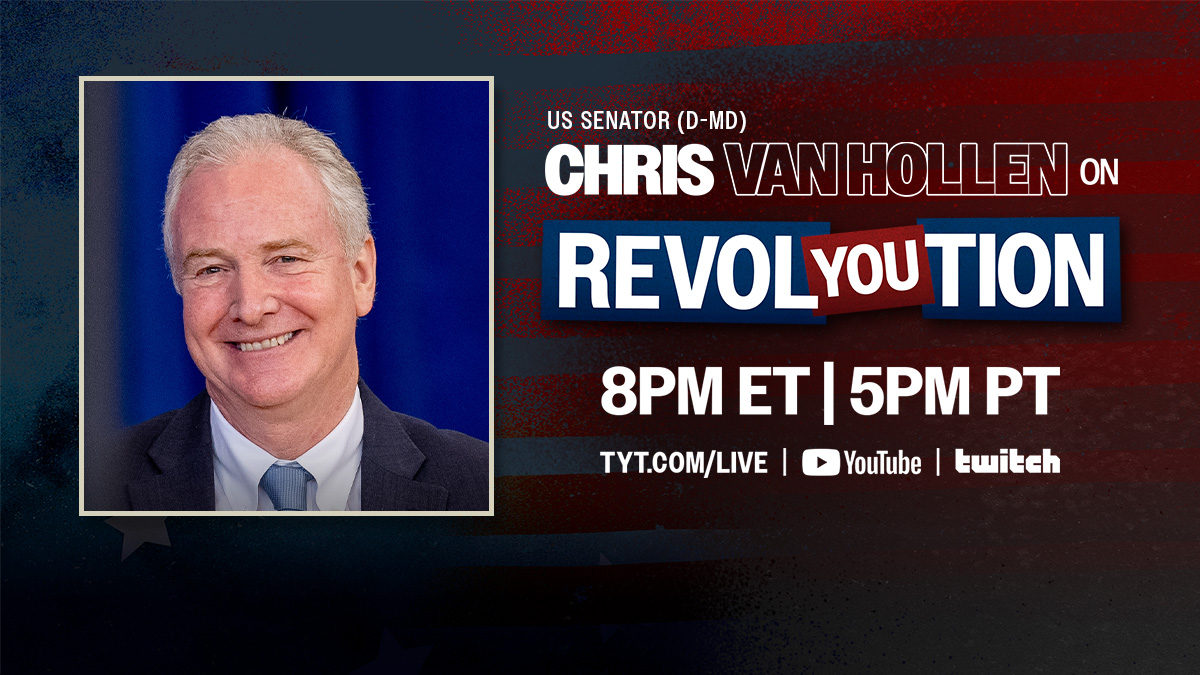 RevolYOUtion's tweet photo. Tonight! Join  @ChrisVanHollen  and  @cenkuygur on @TheYoungTurks !!! https://t.co/5gbKD4QED5