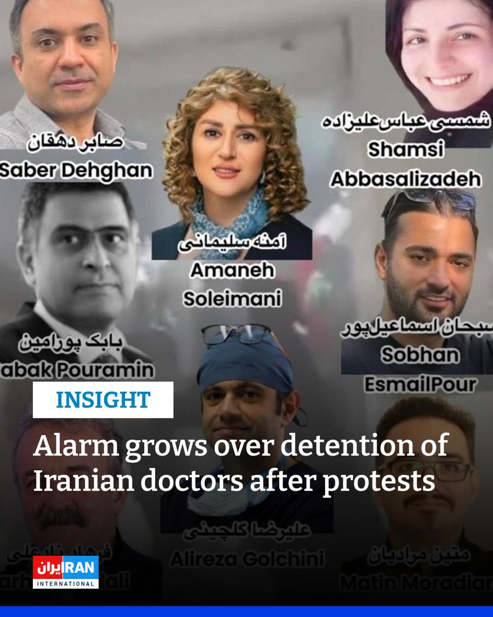 IranIntl_En's tweet photo. Rights groups and activists are sounding the alarm over what they describe as a widening campaign of pressure, arrests and intimidation against Iranian doctors and nurses who treated injured protesters.
https://t.co/pOhfMkufXj https://t.co/p6dXcjd88r
