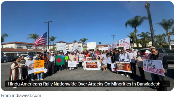 "Hindu Americans Rally Nationwide Over Attacks On Minorities In Bangladesh" 

Thanks <a href="/indiawestnews/">India West</a> for covering the massive outpouring from diaspora Hindus this weekend to draw attention to state sponsored pogrom underway against #BangladeshiHindus 
 
indiawest.com/hindu-american…