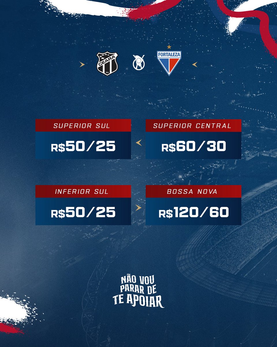 FortalezaEC's tweet image. Atenção, Nação Tricolor! 🦁

A venda de ingressos para o Clássico-Rei, que acontece no dia 08/02, começa amanhã, a partir das 9h.

Fique atento ao horário para garantir seu ingresso!

#FortalezaEC #Cearense2026