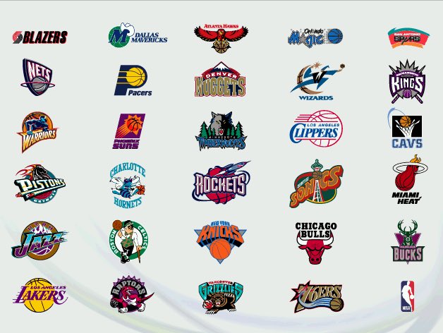 VintageHoops's tweet image. 90s NBA logos &amp;gt;&amp;gt;&amp;gt;