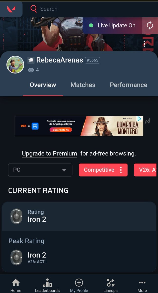 RebecaArenasM's tweet photo. @Horcus @VALORANT @riotgames @VALORANTes @VALORANTLATAM Ahí dice hierro 2 pero recientemente bajé a hierro 1 🥹 https://t.co/BjPCaJFP8G