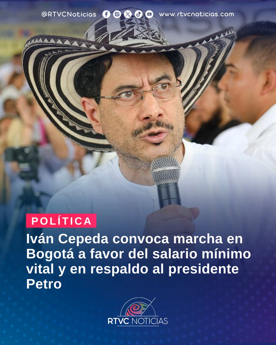 RTVCnoticias's tweet photo. #Política 🇨🇴 l El senador y candidato presidencial invitó a los ciudadanos a reunirse en la Plaza de Bolívar este 3 de febrero y expresó su oposición a las iniciativas que pretenden frenar el avance del salario mínimo vital. 

👉🗞️ Más detalles en: https://t.co/ZzchWyIbmG https://t.co/aavodiVPrl