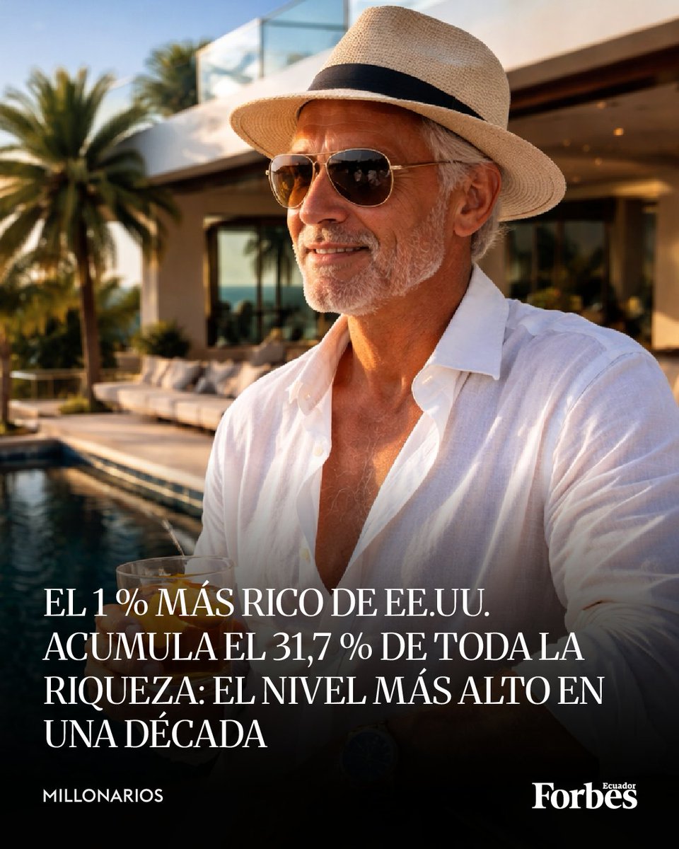 forbesecuador's tweet photo. #Millonarios | Desde 2014, el patrimonio neto del 1% más acaudalado de Estado Unidos se mantuvo casi siempre por encima del 30 %. Actualmente, el 10% más rico concentra poco más del 68 % de la riqueza total, mientras que el 50 % de los sectores más bajos apenas posee el 2,5% del patrimonio neto estadounidense.

Este es el nivel más alto desde que comenzaron los registros, en 1989 por parte de la Reserva Federal. Según Oxfam, este repunte se debe a las exenciones fiscales dirigidas a los sectores más ricos y al poder monopolístico sin control.

👉🏻 Lee y conoce los detalles, aquí: https://t.co/wOLEyIWRD5

#ForbesEcuador #negocios #empresarios #eeuu