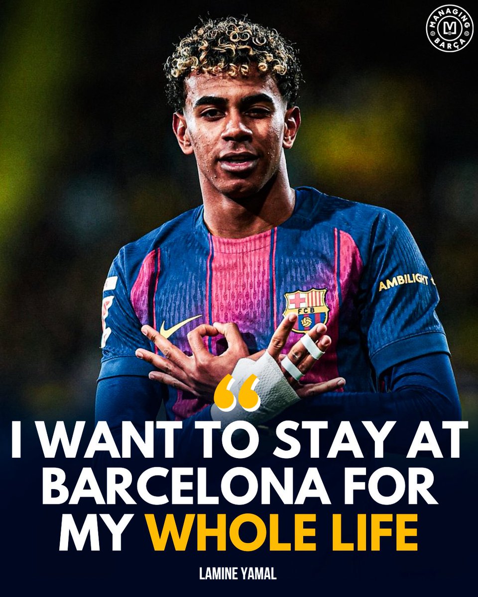 🚨🗣️ Lamine Yamal: “I want to stay at Barcelona throughout my entire life” 💙❤️⭐️
“I’m here at the best club in the world and I’m enjoying training every single day. Copa del Rey is a title we have to win, tomorrow is an important match.
“Now my best is yet to come” 🥶🔥