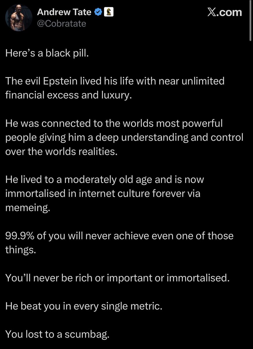 I’m glad I never grew up needing a fаggot internet pimp to validate me as “alpha”. 

The people that paid for his courses, fuck you for keeping him in the limelight.