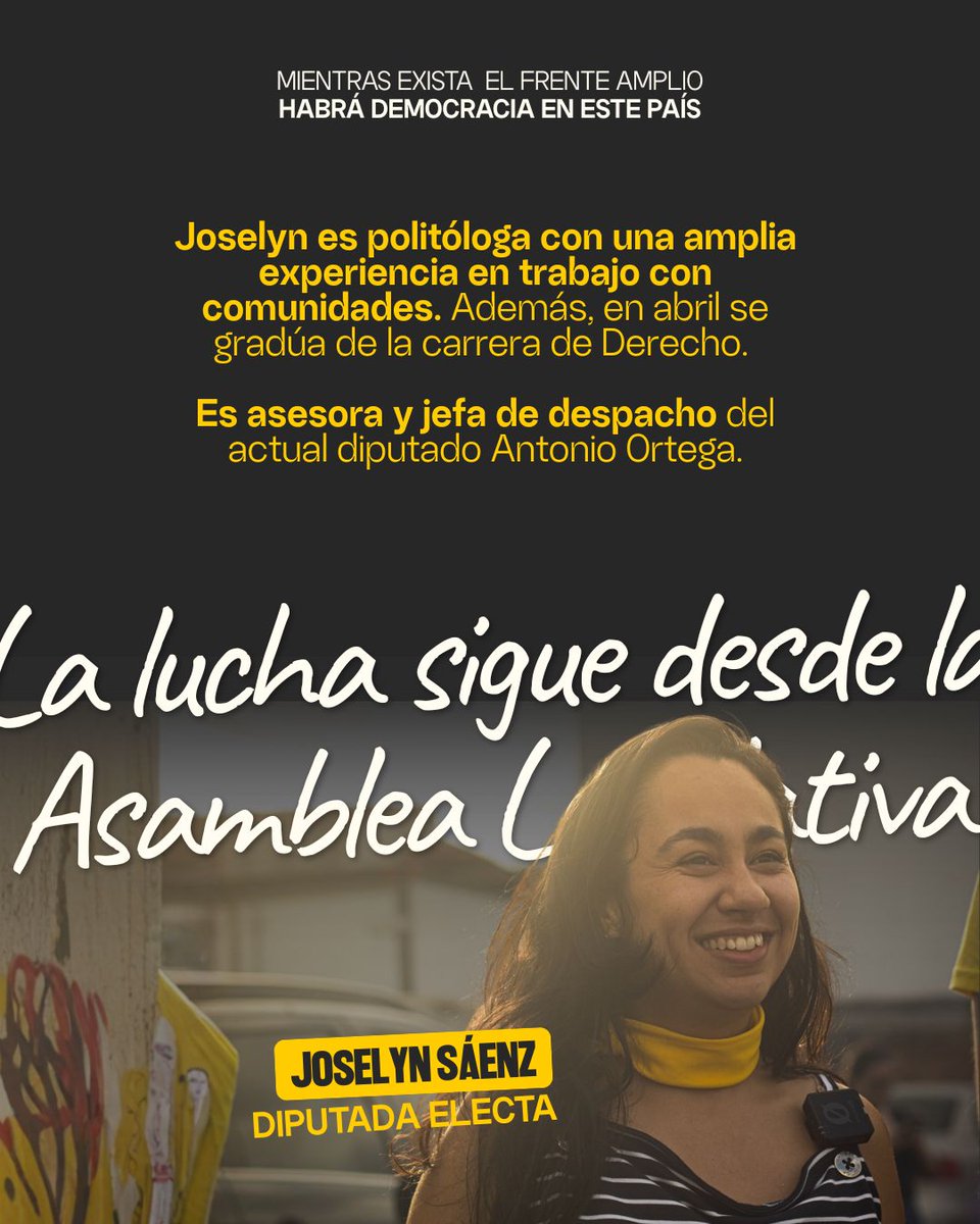 ¡Cartago tendrá una representación de lujo! 💛

En la provincia brumosa tenemos como diputada electa a Joselyn Saénz, quién desde la Asamblea Legislativa estará siempre al lado de las mujeres, las madres, la juventud, y el sector agricultor y productivo de nuestro país.