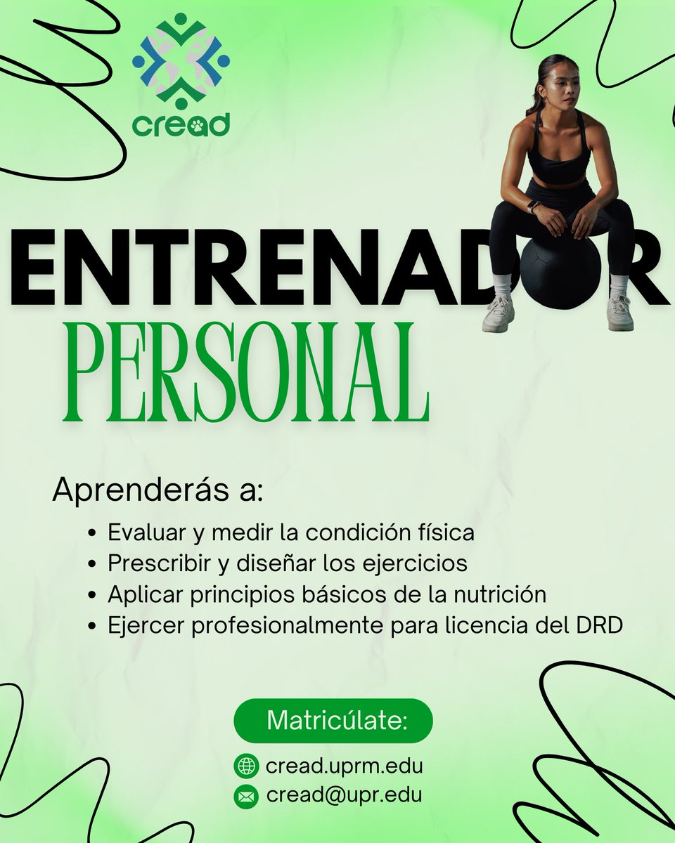 cread_uprm's tweet image. La Academia de Aptitud Física del RUM te ofrece una formación 100% online, diseñada para prepararte con base científica y experiencia práctica real.

💸 Certificación en Especial
⏳ Hay pocos espacios

Matricúlate:
cread.uprm.edu

#AprendeconCREAD #UPR #UPRM #gimnasio