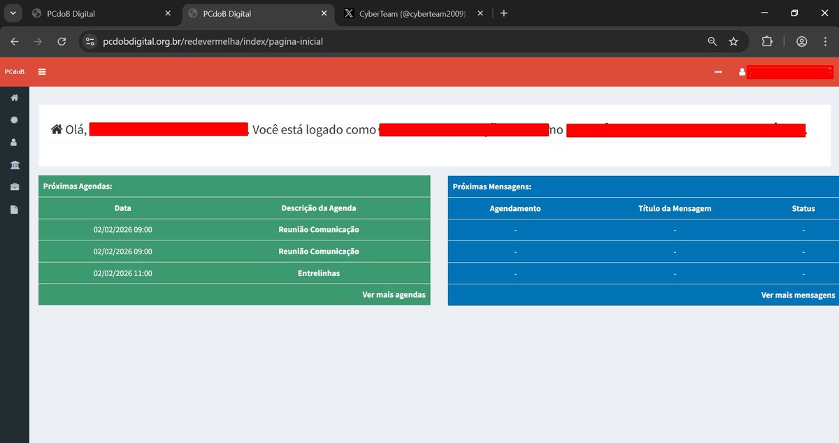 cyberteam2009's tweet photo. PCDOB | Partido Comunista do Brasil

Identificamos uma vulnerabilidade nos sistemas do Partido Comunista do Brasil (PCDOB).

site:https://t.co/OO16DB8Qtq
mirror:https://t.co/fxSfWw6Mqc

#CyberTeam #CyberSecurity https://t.co/vCSL0kJ46r