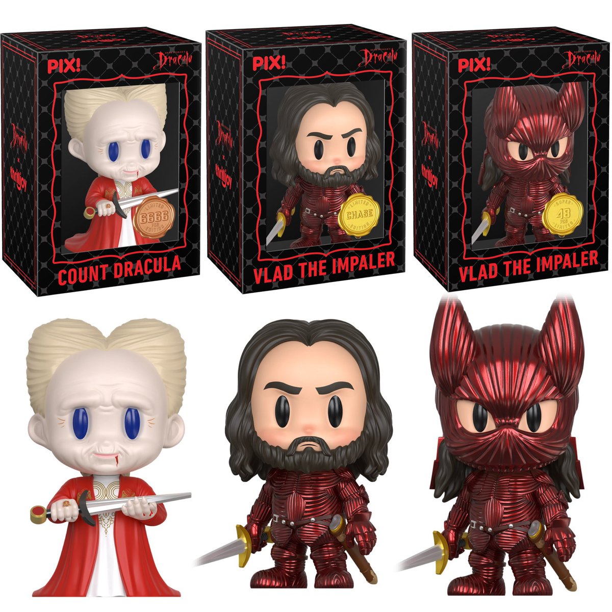 slashersxo's tweet photo. First look at THRILLJOY PIX!
Bram Stokerโs 'DRACULA'
#CountDracula, Vlad the
Impaler, and Masked Super
Chase #VladTheImpaler Figures. https://t.co/yKhf9elr1x