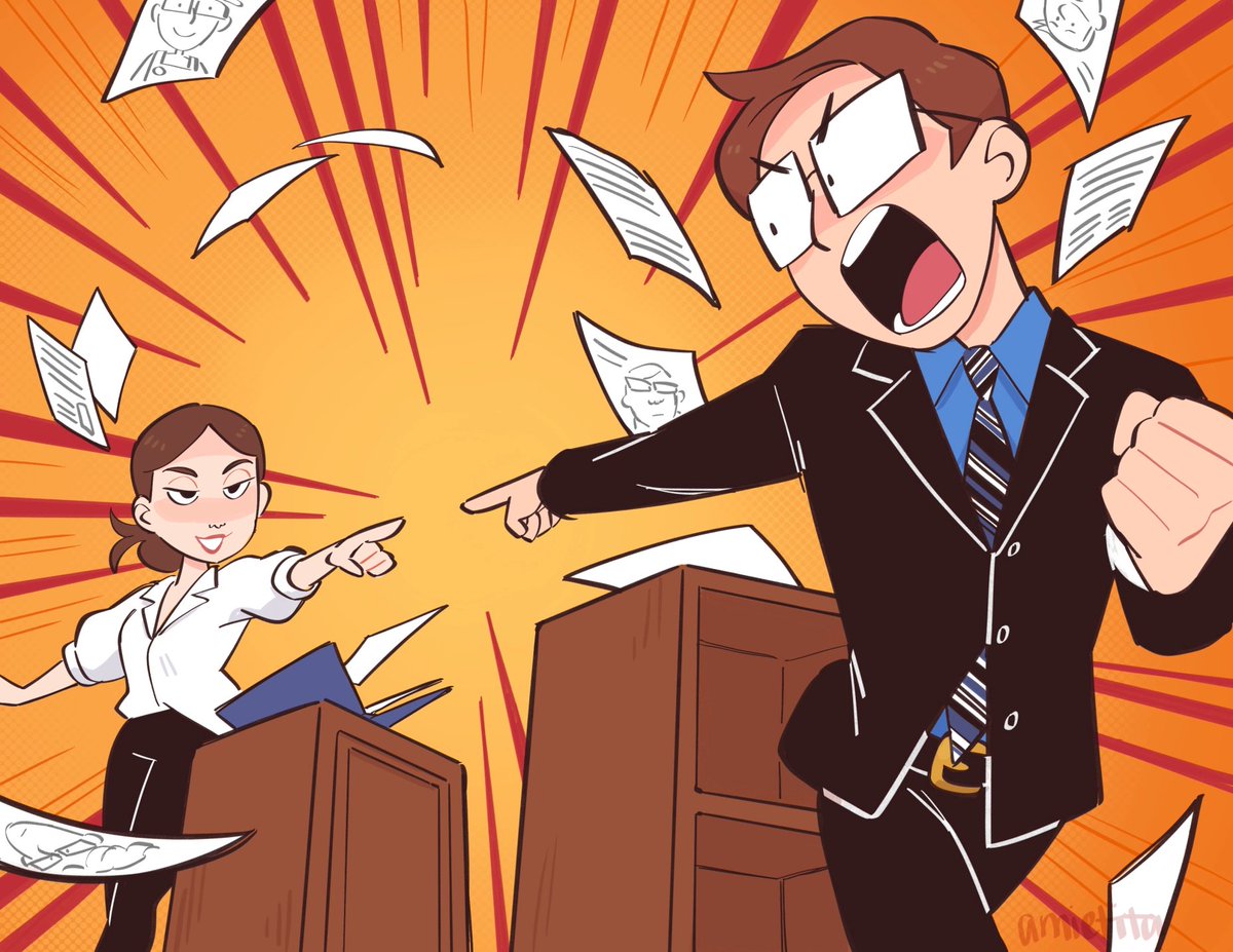 BlueBorderEnt's tweet photo. Objection! Your honor! I'm MAD.

Art by @mietita https://t.co/OQH2ARBcVr