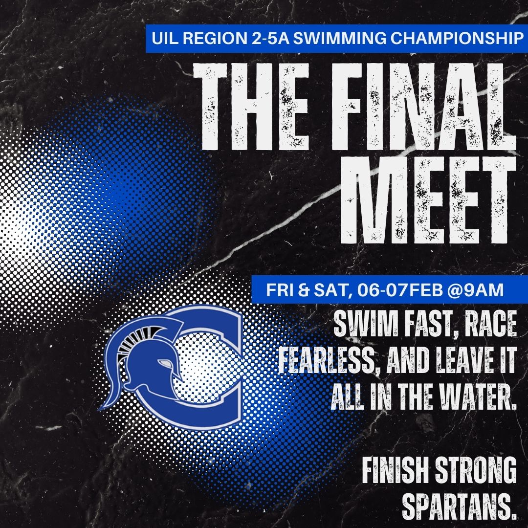 Here we go. 💙Regionals. The final meet. Every stroke earned, every moment counts.  Come support our Spartan swimmers this Friday &amp; Saturday at Mansfield Natatorium!