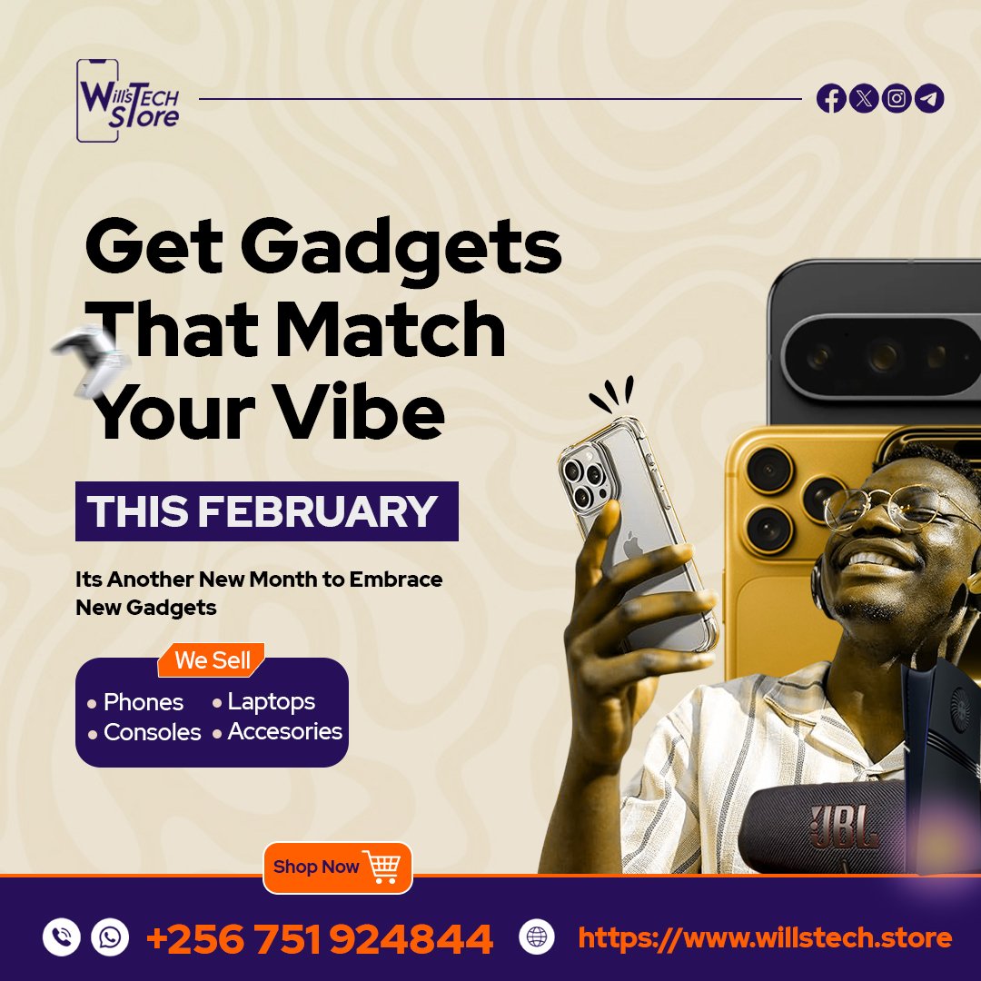 WillsTech_Store's tweet photo. 🚀 February vibes = new gadgets! Get phones, laptops &amp; accessories that match your style at Wills Tech Store. 📲💻 #GadgetVibe #Tech ShopNow +256 751 924844 https://t.co/0rWv32xHgR