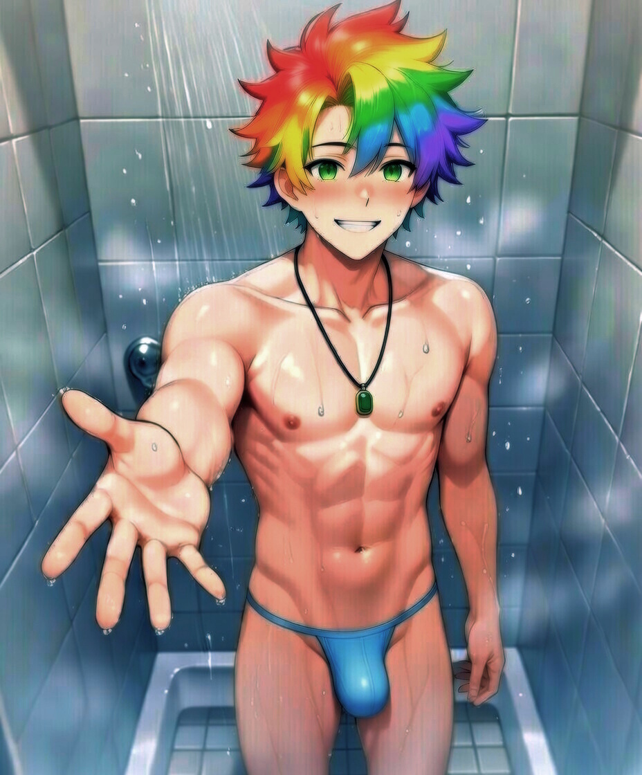 Midmam11108Bn's tweet photo. Welcome! Want to shower with me? I hope you like guys in thongs 👅🩲🌈
#AIイケメン部 #yaoi #NSFW #AIart https://t.co/NHCE2FauGs