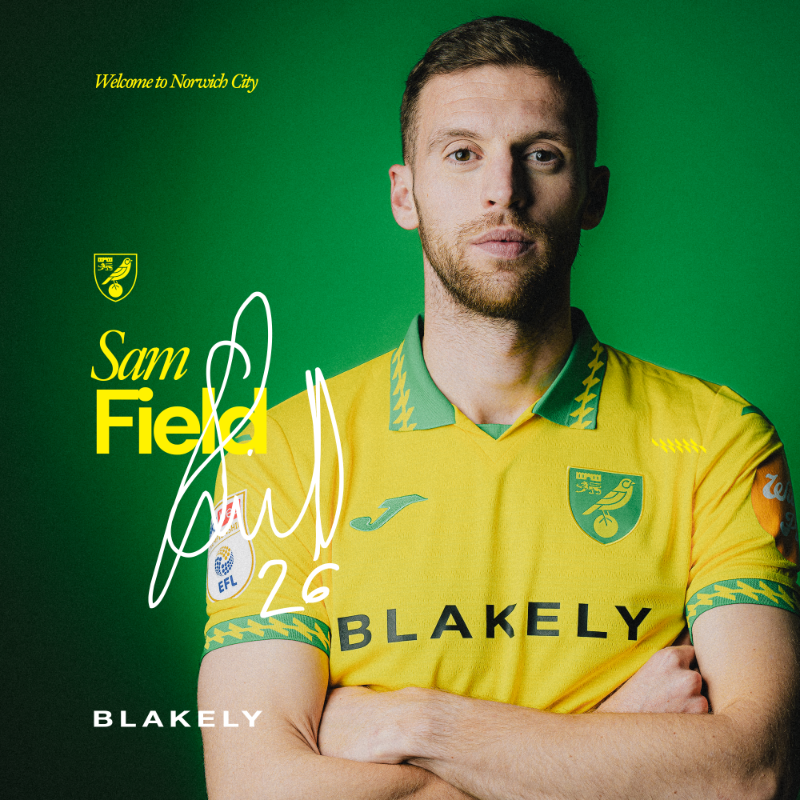 NorwichCityFC's tweet photo. Sam Field has joined the club on loan for the remainder of the 2025/26 season 🤝