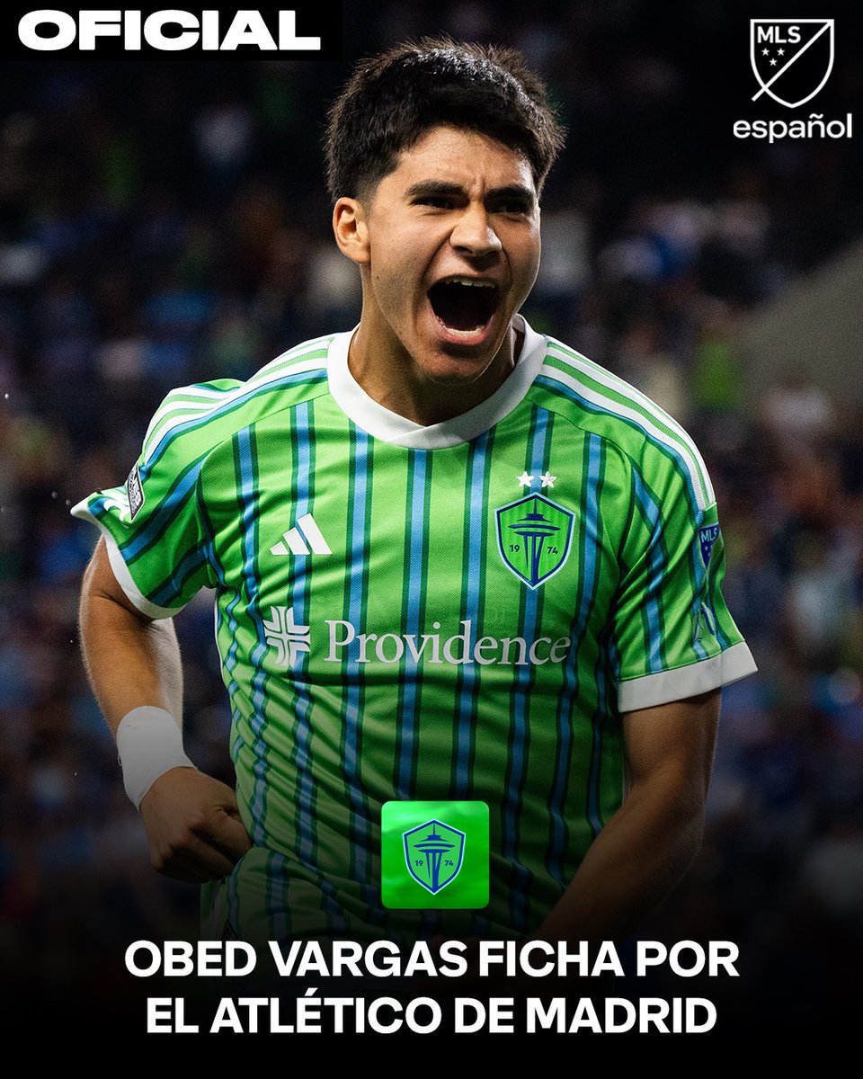 MLSes's tweet photo. ¡Buena suerte, Obed! 🇲🇽👋

El seleccionado mexicano Obed Vargas deja a @SoundersFC para unirse al Atlético de Madrid. https://t.co/HRq60oj6lS