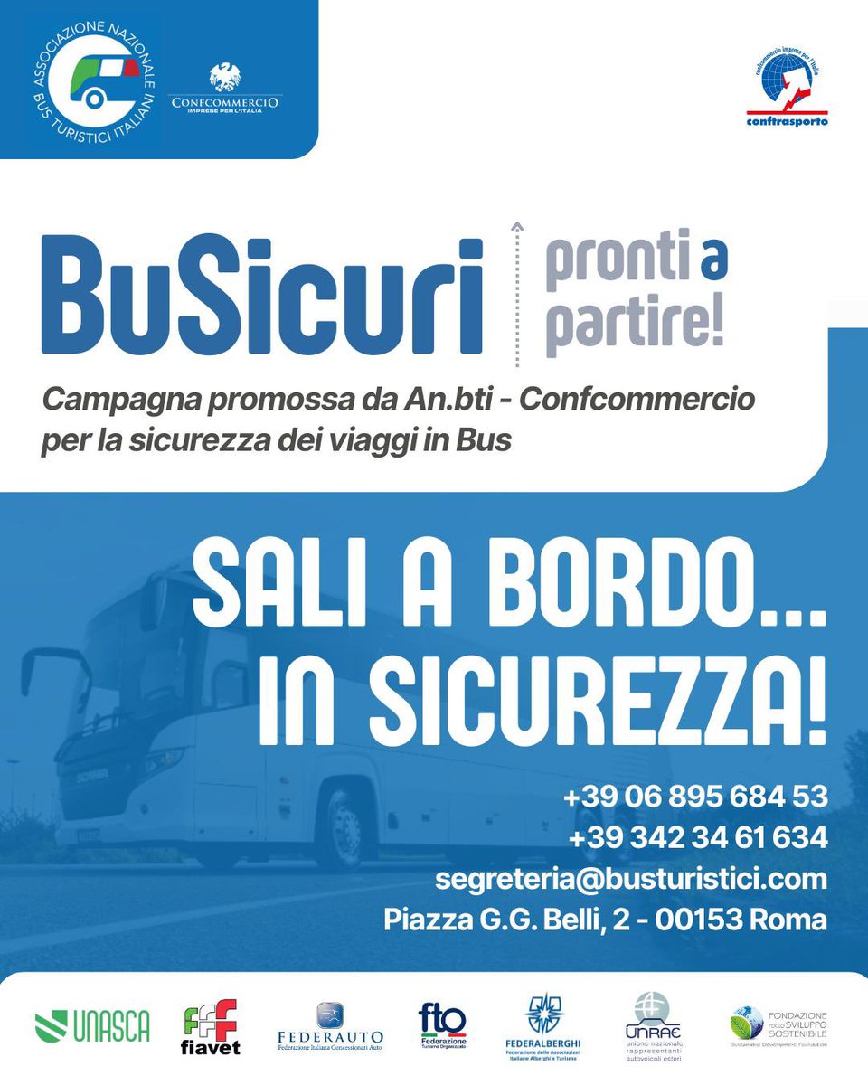 Anbti_Confcom's tweet photo. Sali A Bordo 2026 🚀
🎬 Aperte le #iscrizioni per il 2026 per entrare a far parte ldi #ANBTIConfcommercio > https://t.co/rtgyBQquKq
🔵 Puoi contattarci qui > 06 89.56.84.53 o +39 342 34.61.634 in mail > segreteria@busturistici.com https://t.co/kXmmBgxxRX