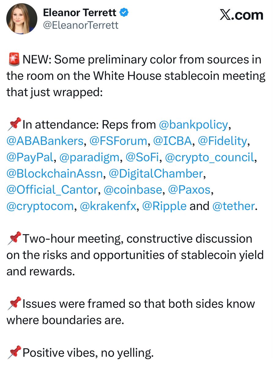 🚨BREAKING: Trump Crypto Summit Wraps — Ripple, Coinbase, Kraken &amp; Wall Street ALL in the Room 🇺🇸🔥

The White House just closed a 2-hour behind-the-scenes crypto meeting with President Trump (<a href="/realDonaldTrump/">Donald J. Trump</a>) hosting senior reps from <a href="/Ripple/">Ripple</a>, @Coinbase, <a href="/krakenfx/">Kraken</a>, <a href="/tether/">Tether</a>,