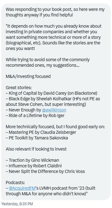 PrivatEquityGuy's tweet image. I asked for great private equity, M&amp;amp;A, and dealmaking books.

What else would you suggest?