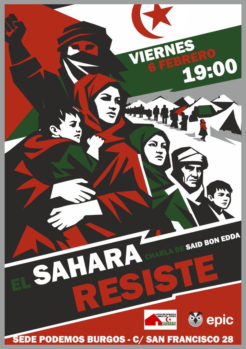 Este viernes 6 de febrero, a las 19:00, recibimos a <a href="/burgosaharaui/">Asociación Burgalesa Amigos del Pueblo Saharaui</a> en el <a href="/epicburgos/">epic.Burgos</a> de febrero.

#Burgos
