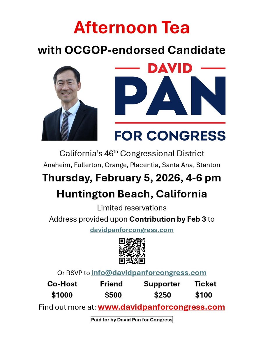 Hope to see you there! David Pan for Congress! California’s 46th Congressional District! 🇺🇸