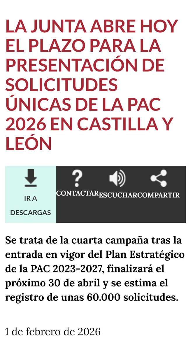 Si, la Junta ha abierto el plazo, pero no tiene operativa la aplicación informática. Por lo tanto, no se puede tramitar la PAC de 2026. Mienten sin rubor alguno. <a href="/jcyl/">Junta de Castilla y León</a> <a href="/MariaGlezCorral/">Maria González Corral</a> #agricultura #Leon #pac