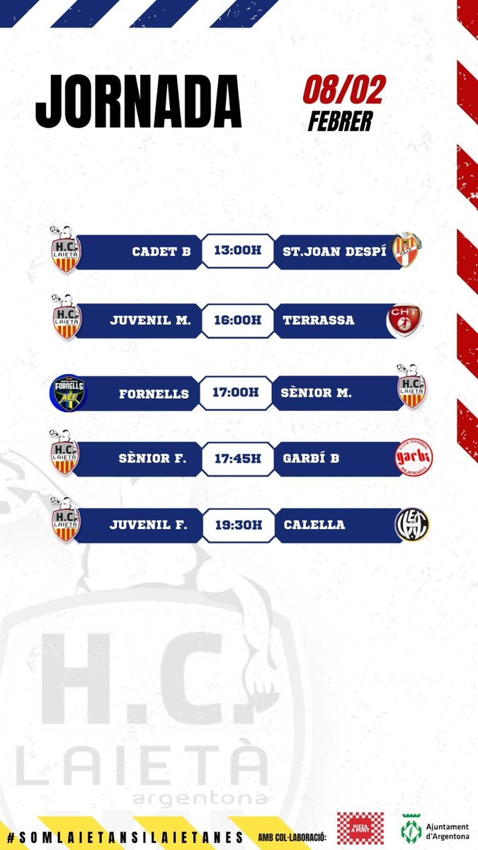 LaietaClub's tweet photo. Partits del cap de setmana! https://t.co/lqm0M9tWzH