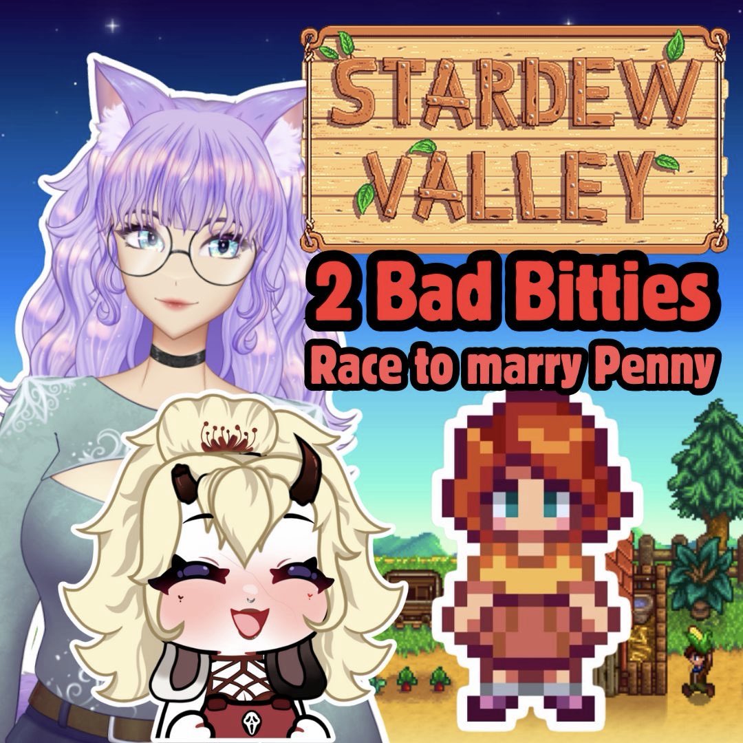 new Youtube video is live 🌙🍇

me and my wife <a href="/ash_bunbun/">AshB-oni 🩶 👹| VBingy</a> are racing to marry Penny in Stardew, however we got distracted by moon grapes. Ash likes to put them on her fingers tho for some reason. 

🎥 → youtu.be/mlevneWjoTc