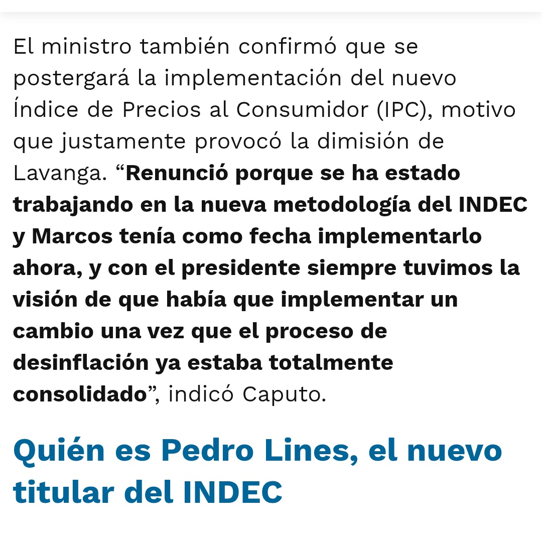 Traducción: O sea, si Lavagna implementaba ahora el nuevo índice, la inflación se les iba arriba, además de que viene 7 meses para arriba y hubiera reflejado el índice que cuenta, que es el del costo de vida real de la gente, que anda entre 3% y hasta 5% depende del sector social