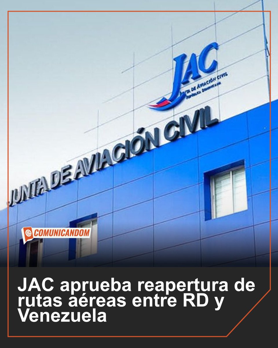 comunicandom_'s tweet photo. #Comunicandom: La Junta de Aviación Civil (JAC) de la República Dominicana dio su aprobación este 2 de febrero para el restablecimiento de los vuelos entre el país y Venezuela, luego de casi dos años de suspensión, que inició en julio de 2024.
#Comunicandom #Noticias #JAC #Vuelos https://t.co/5dfcJ2Ybxz