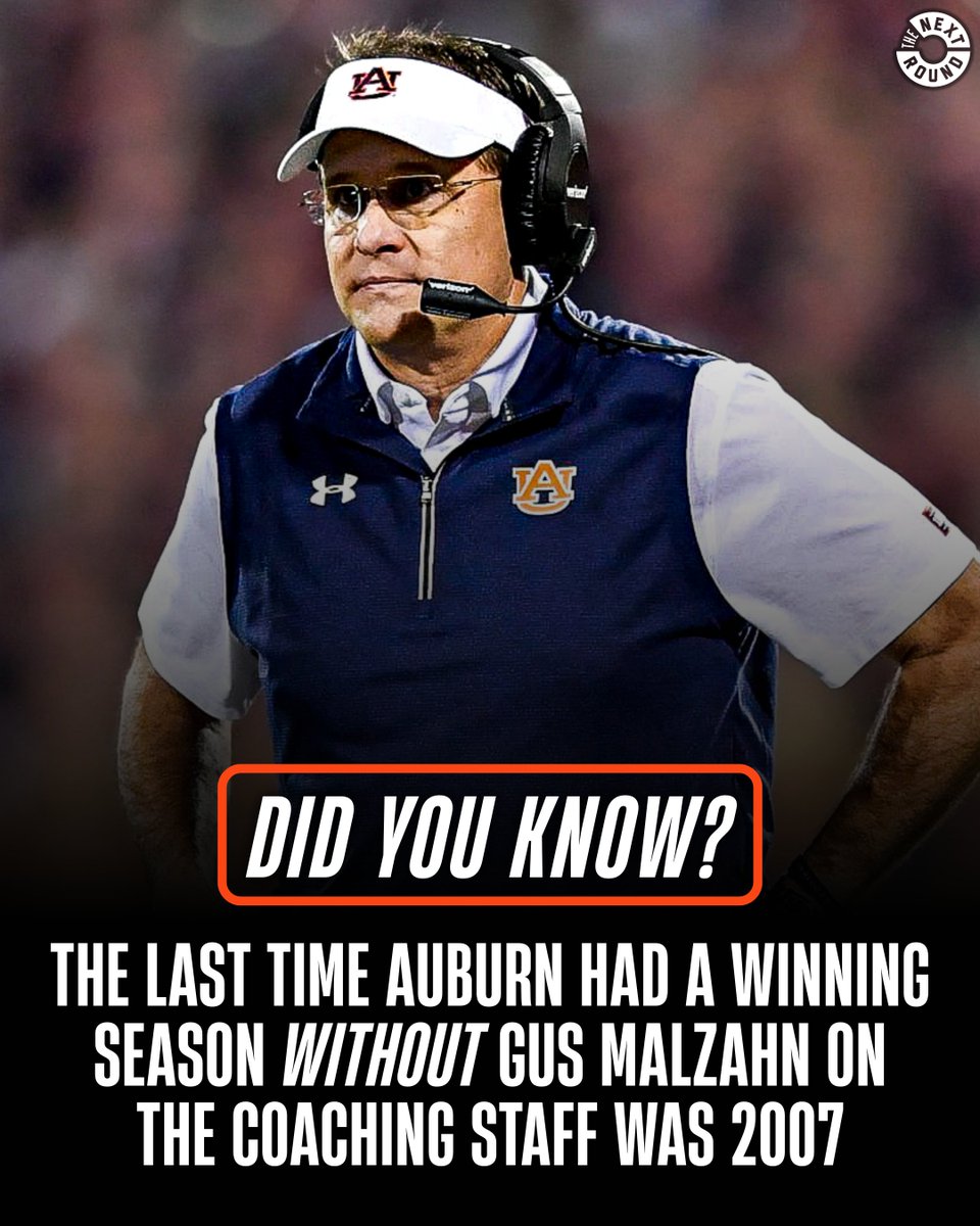 NextRoundLive's tweet photo. Every losing season Auburn has had since 2007, Gus Malzahn has not been a part of the coaching staff
- 2008: 5-7
- 2012: 3-9
- 2021: 6-7
- 2022: 5-7
- 2023: 6-7
- 2024: 5-7
- 2025: 5-7

The former Auburn coach announced his retirement earlier today. https://t.co/nHXsTOrdge