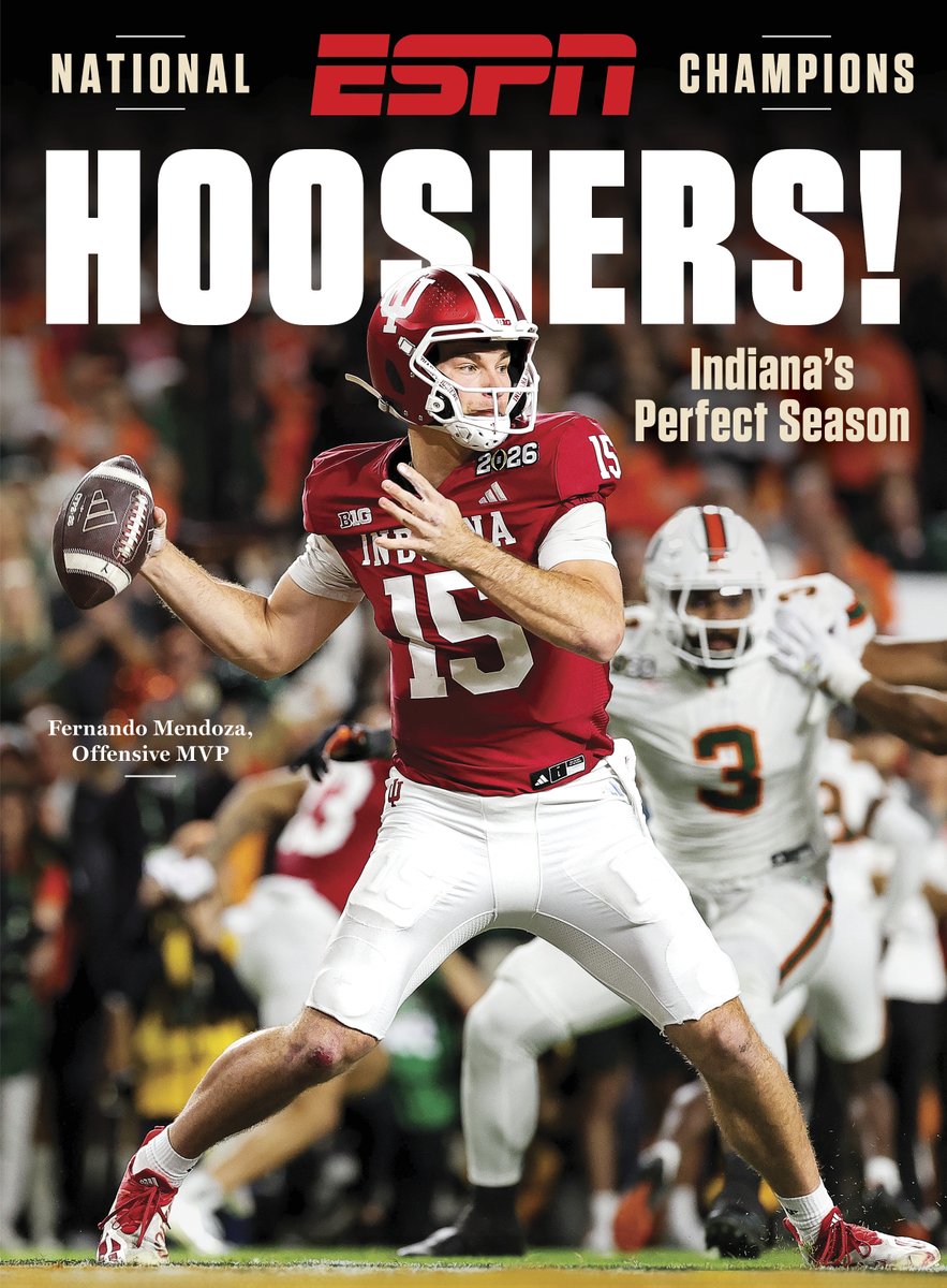 ESPNPR's tweet photo. ESPN has produced an 80-pg special edition @IndianaFootball #CBPlayoff #NationalChampionship commemorative magazine

Featuring photos &amp; coverage from ESPN Images

Available now on Amazon (https://t.co/5LzkbxS4df) &amp; wherever magazines are sold https://t.co/NVTPlFVr9p