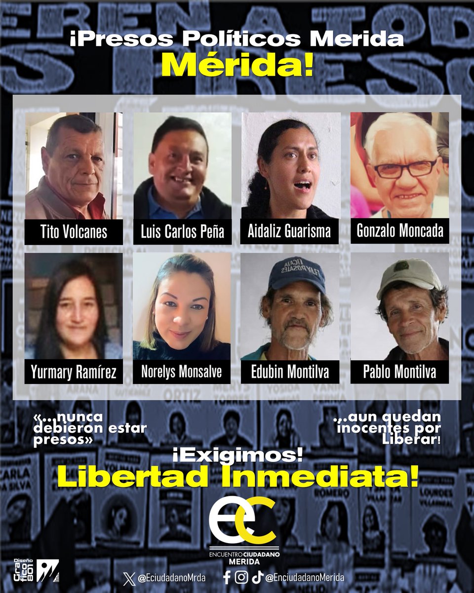 EciudadanoMrda's tweet photo. #02Feb Exigimos "Libertad Plena" para todos los presos políticos del país y especialmente a los de nuestro Estado Merida, incluyendo a los que estén recluidos en cárceles o bajo arresto domiciliario, así como para todos los que habiendo sido excarcelados, hoy se encuentran sometidos a régimen de libertad condicionada.

Exigencia de la mayoría de los Venezolanos:
- Liberación inmediata e incondicional
- Amnistía general
- Creación de Comisión de la Verdad independiente
- Fin a la persecución

Es hora de poner fin a la represión y reconstruir el Estado de Derecho en Venezuela.

Celebramos cada liberación, pero exigimos que todos los presos políticos sean liberados!

@EnCiudadanoVzla
@delsasolorzano
@foropenal
@unidadvenezuela
@ConVzlaComando
@mariacorinamachado
@egonzalezurrutia