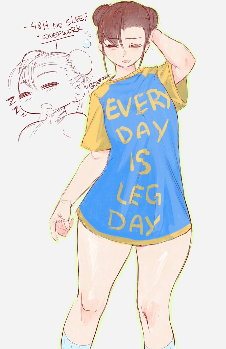 crosszord's tweet image. Sleepy Chun li doodle💤