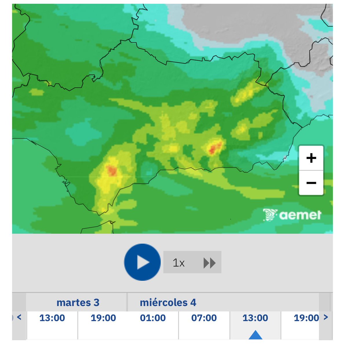samurivas_meteo's tweet photo. Última actualización de HARMONIE, es muy probable que la @AEMET_Esp active el aviso naranaja en la Cuenca del Genil por lluvias.

Veremos si acaba cayendo el aviso rojo ya que la situación es muy comprometida. https://t.co/oqnGLu0tcz