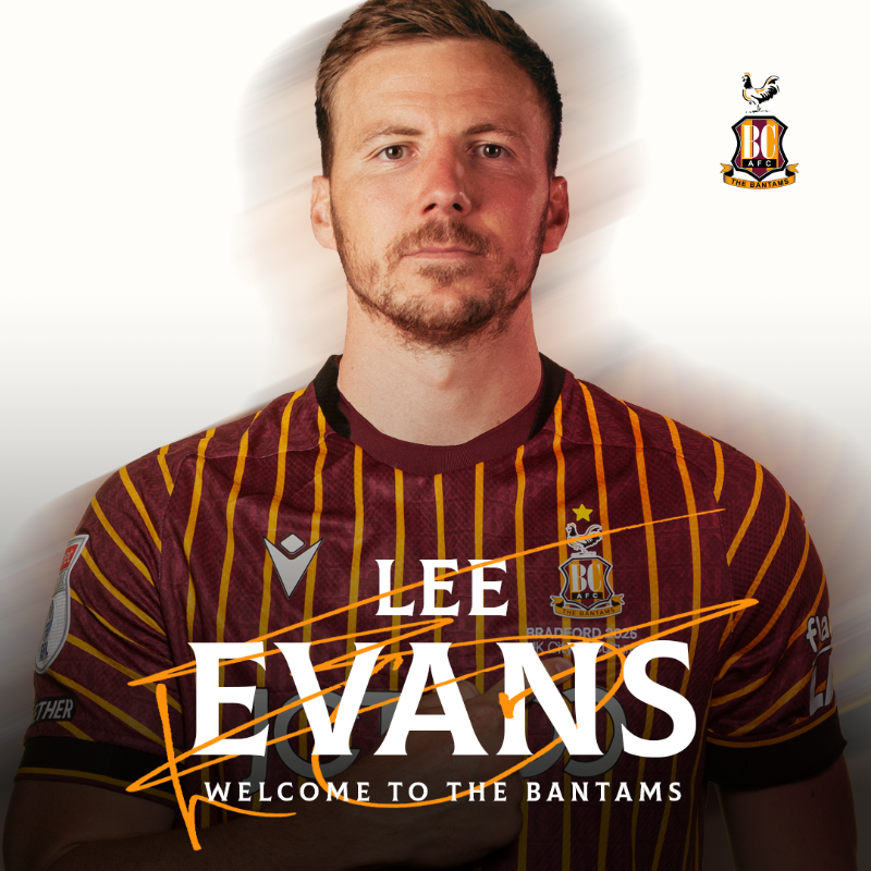 officialbantams's tweet photo. We are delighted to announce the permanent signing of Lee Evans from Blackpool on a deal until the end of the season. 🤝

Welcome back, Lee! 🙌

#BCAFC