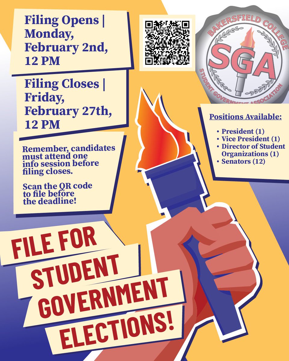 Step up &amp; lead the Renegades 🗳️🔥 Student Government elections are here! File to run, make change on campus, and rep your fellow students. Scan the QR code before the deadline!
#BCSGA #StudentGovernment #CampusLeadership #Renegades #StudentLife #GetInvolved