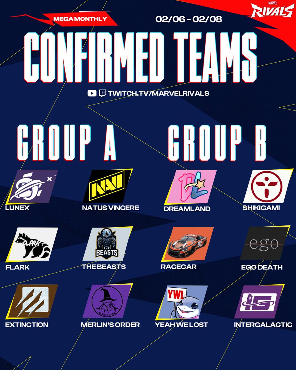 MEGA MONTHLY IS AROUND THE CORNER❗️

Confirmed teams:
<a href="/LuneXGG/">LuneX Gaming</a> 
<a href="/natusvincere/">NAVI</a> 
Flark
<a href="/THEBEASTSMR/">THE BEASTS</a> 
<a href="/ExtinctionNA/">Extinction</a> 
Merlin's Order
<a href="/DreamlandOW/">Dreamland</a> 
<a href="/ShikigamiGGs/">Shikigami</a> 
Racecar
<a href="/EGODEATH_MR/">EGO DEATH</a> 
Yeah We Lost
Intergalactic

Who are you most excited to see? 🤔