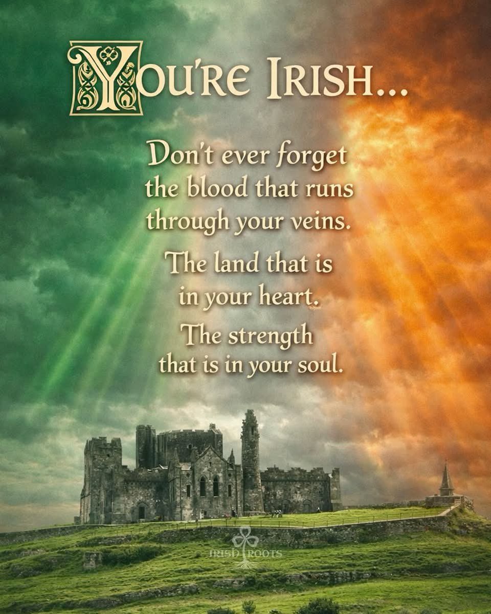🇮🇪 YOU’RE IRISH…

No matter where you go,
she will always be your home 🛖💚

#IrishPride #IrishHeritage #IrelandInTheHeart #IrishRoots #DiasporaLife

📸 Irish Roots