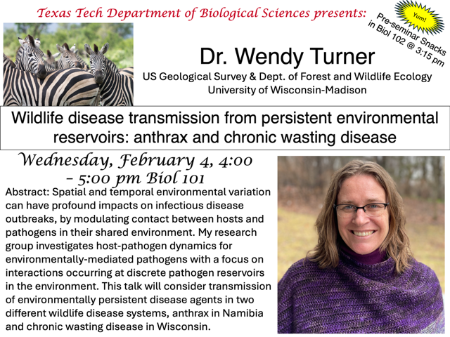 TTUBiologists's tweet photo. Please join us on Wednesday, February 4, for the Biological Sciences Seminar.

Zoom: 
https://t.co/t5qNdNUSsk

Meeting ID: 937 4643 1089
Passcode: 607165

For more information, see https://t.co/DCyGPKtZc5 https://t.co/ECRlx1zzuy