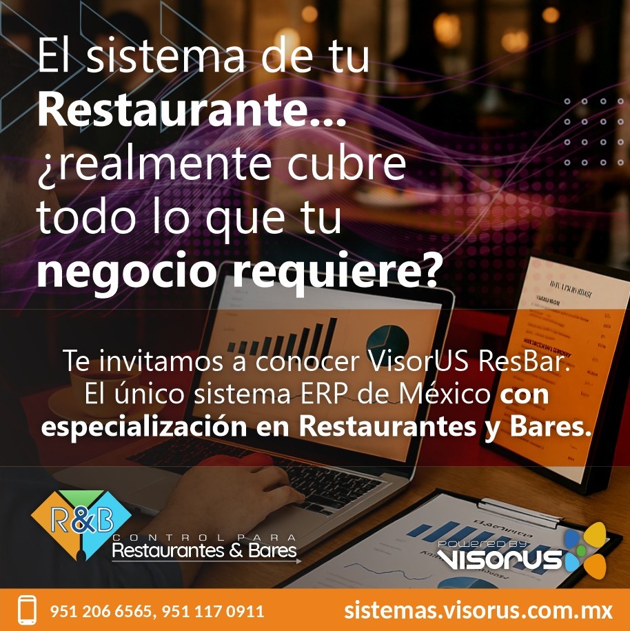 VisorusF's tweet photo. Si tu sistema actual no te permite integrar toda tu operación y administración podrías estar perdiendo recursos y tiempo.

Te invitamos a conocer VISORUS R&amp;B, el único ERP en México con especialidad en gestión de restaurantes y bares 

#erppararestaurantes #visorus https://t.co/wRPo7VeRpd
