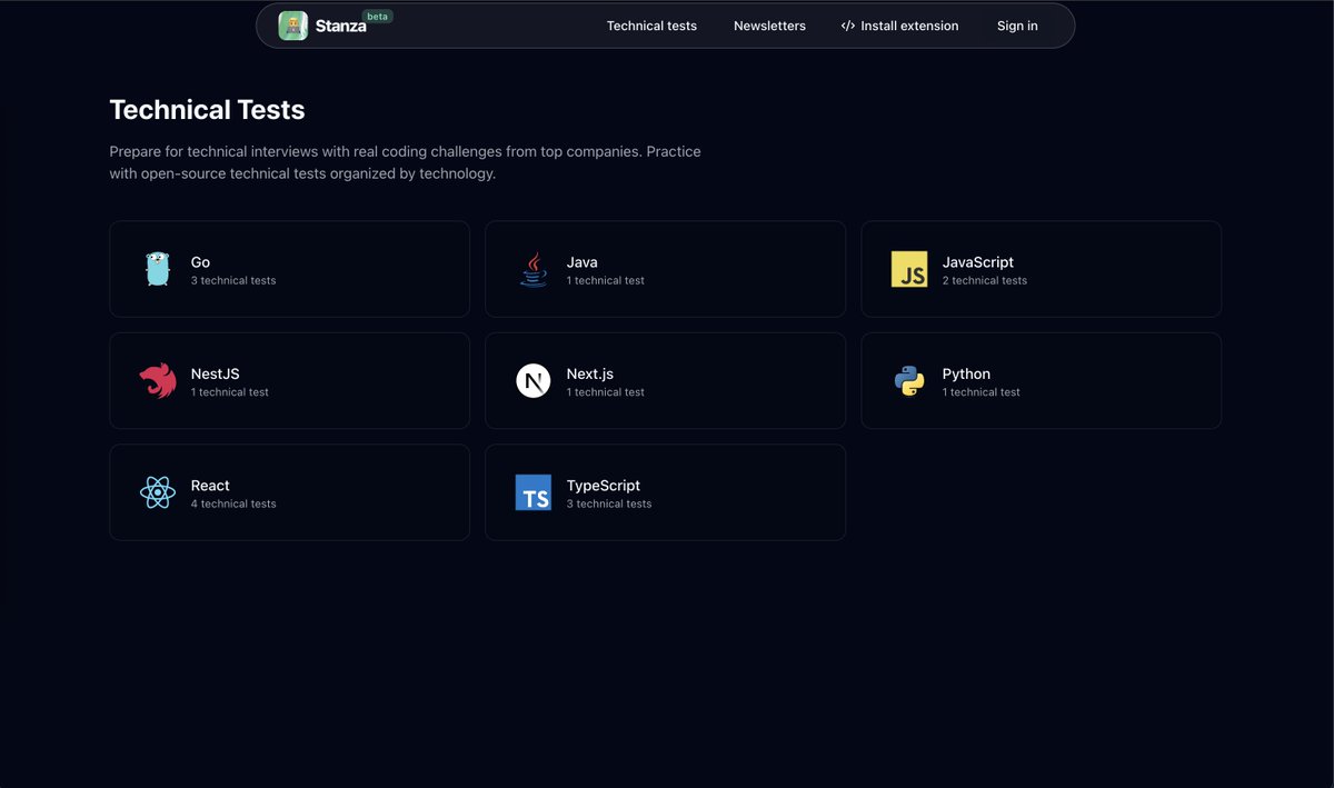 OliGila's tweet photo. Adding a public technical test database to Stanza!

Passing an interview soon and want to practice before the real test? I'm creating a public database for everyone!

If you know public Github urls of technical tests, send them to me 👀🎉

https://t.co/hgDcjrEwhe https://t.co/Q9qoYZwU6L