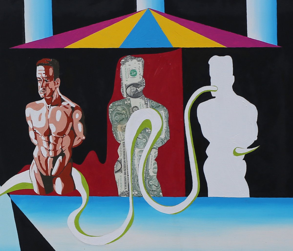 Anti-capitalism and Rambo in the temple of money, detail from the painting "Media Democracy - Rendezvous of Truth" von Sebastian Bieniek
bieniek.at/md

#ibes2026 Verschwörungstheorie Mel Gibson Kubrick Eva und Gil #EpsteinFiles pedophiles Mossad Kid Rock Jim Crow Rogan