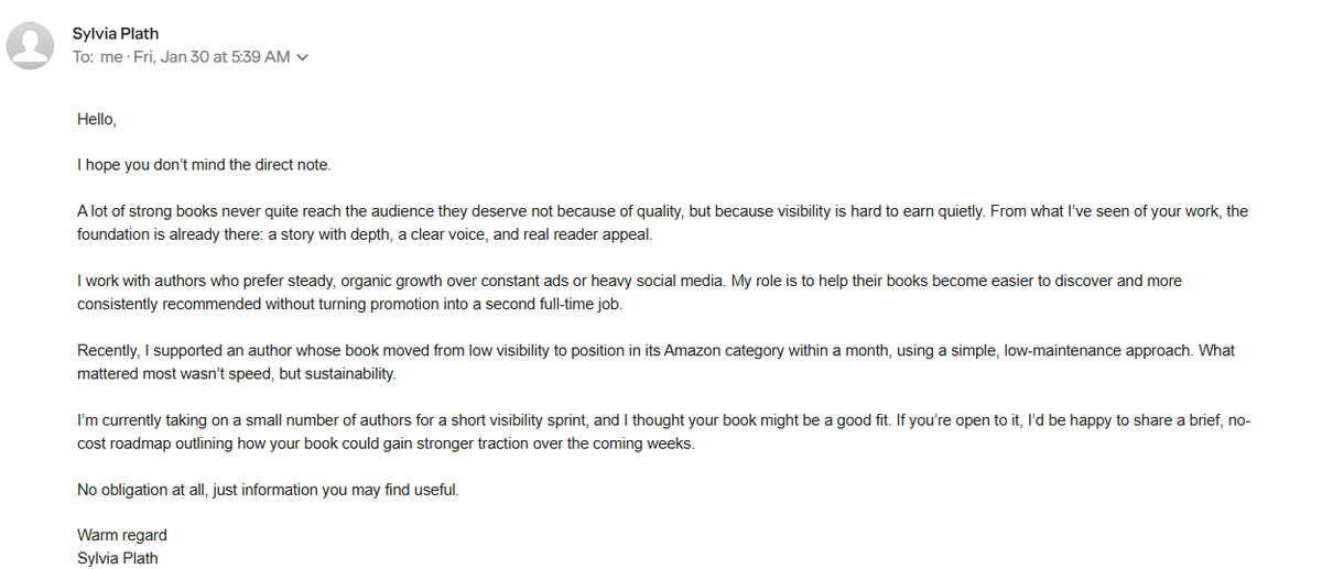 Justin_O_Rose's tweet photo. Hey, plebs! So, Sylvia Plath just emailed me offering to market my book. Wut. I'm in the big times now.
#IndieAuthor #booktwt #bookscommunity https://t.co/wkhIw9EI23
