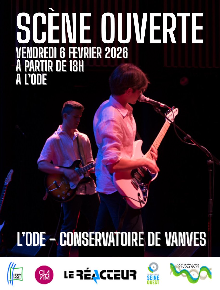 reacteur92's tweet photo. 196 ième scène ouverte du Réacteur - Vendredi 6 février 2026 à partir de 18:00. L’Ode - Conservatoire de Vanves. Quel que soit votre niveau, vous trouverez votre place au sein d’un événement devenu aujourd’hui incontournable. Musique, musique, musique 🔥📷🔥 https://t.co/zbAkYgI82u