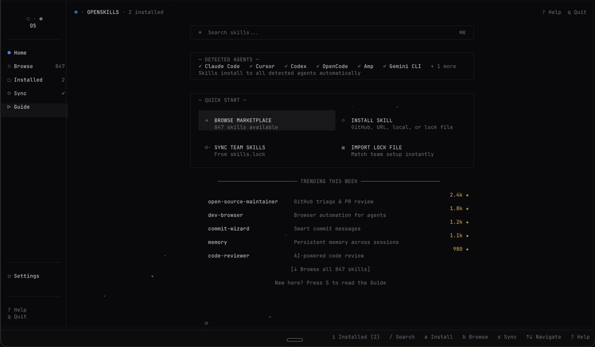 OpenSkills 2 install UI