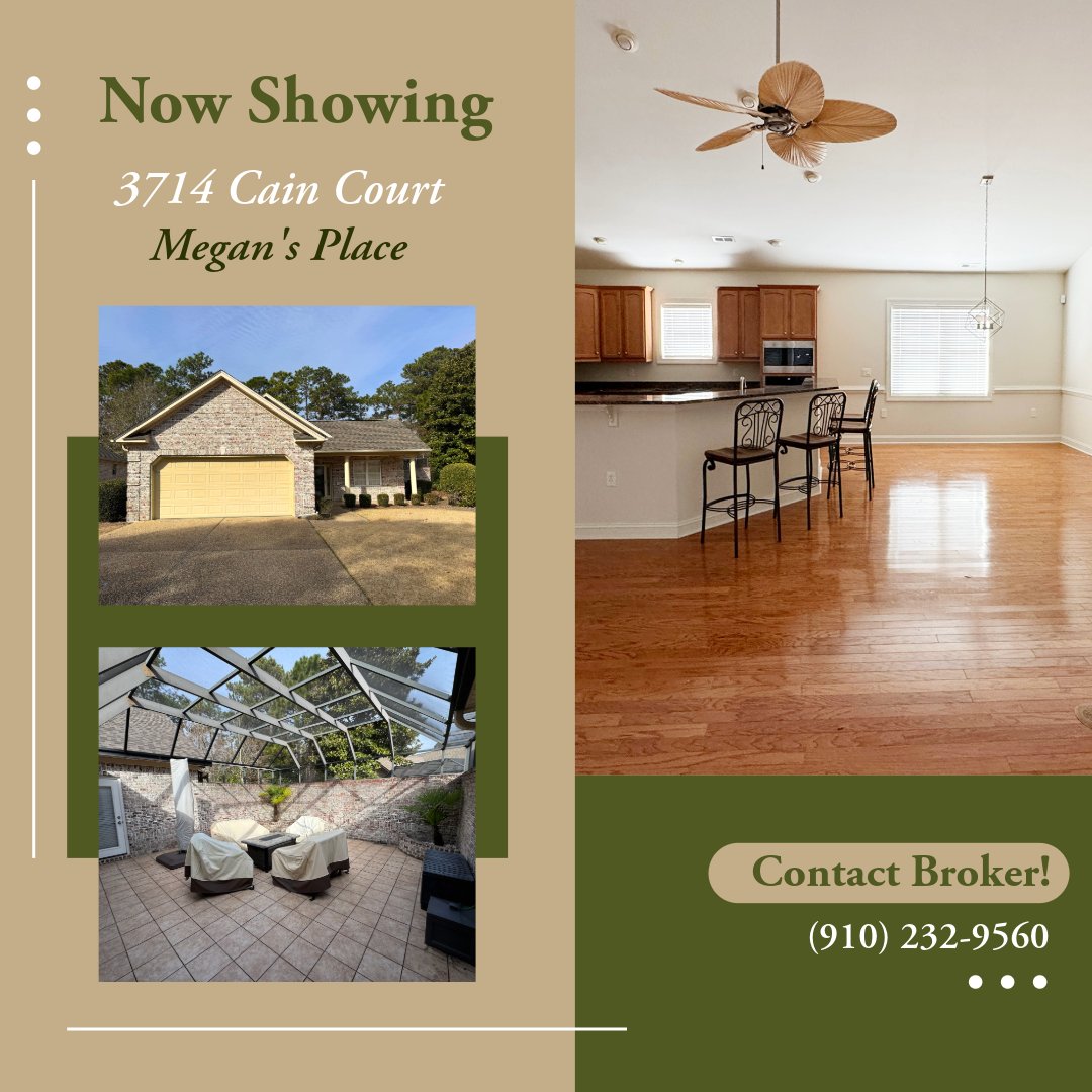 stokleyprop's tweet photo. 3714 Cain Court - Rental - Now Showing!
Charming 3-bedroom, 2.5-bath home in desirable Megan's Place Community. Call Broker 910-232-9560
Stokley Property Management https://t.co/GQxSyyJVMg