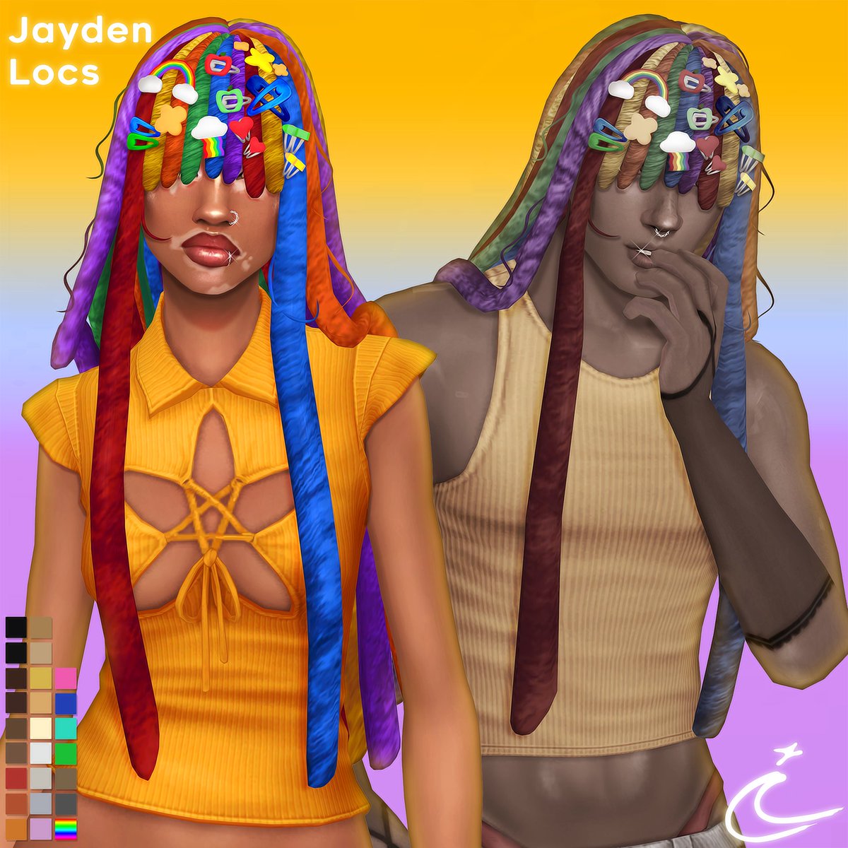 ImVikai's tweet image. Jayden Locs By ImVikai

Includes custom clips available in the hat section! 
Available for both male and female frames. Commissioned by vqmpunk.

🍊Available early now, public February 24th
🏳️‍🌈Download on my profile and stories