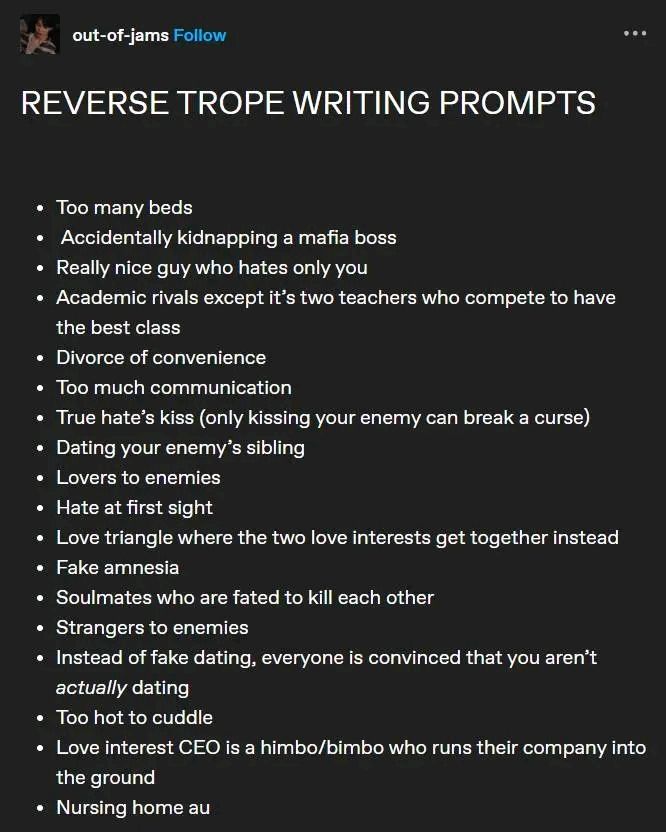 assign your yumeships reverse trope writing prompts